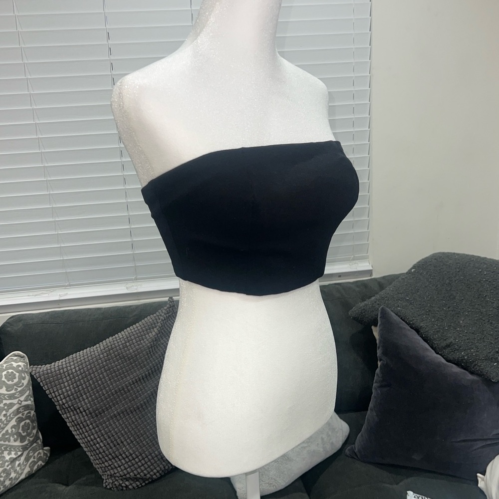 Lulu's Black Strapless Crop Top - Picture 6 of 10